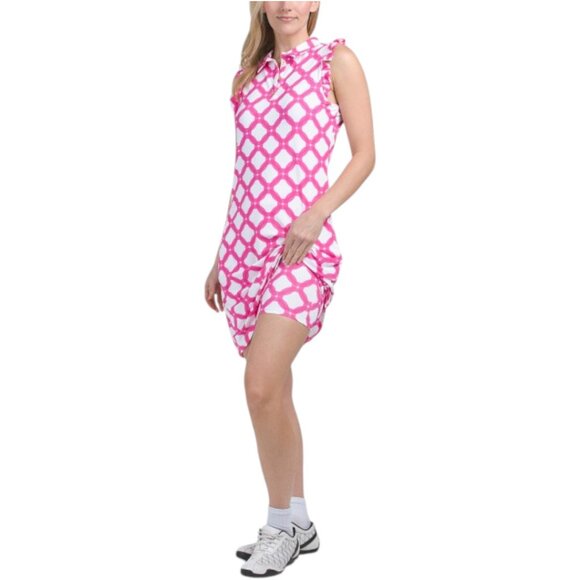 G LIFESTYLE Upf 50 Short Sleeve Polo Mini Dress With Gold Tone Buttons - Picture 3 of 3